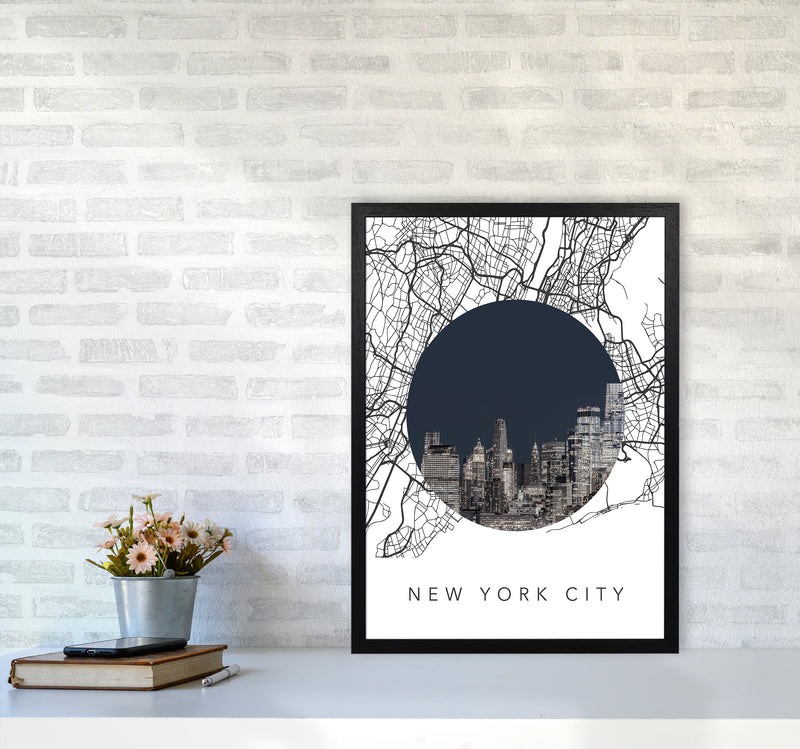 New York City Streets Collage Art Print by Seven Trees Design A2 White Frame