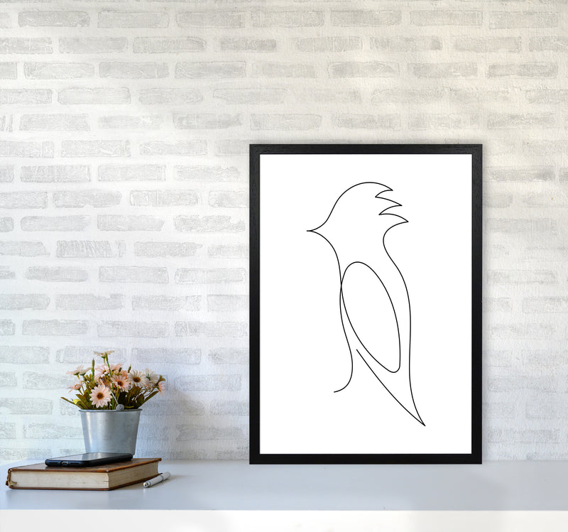 One Line Bird Art Print by Seven Trees Design A2 White Frame