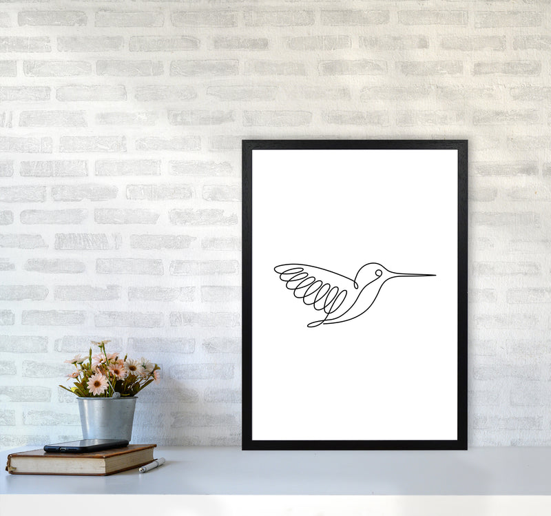 One Line Hummingbird Art Print by Seven Trees Design A2 White Frame
