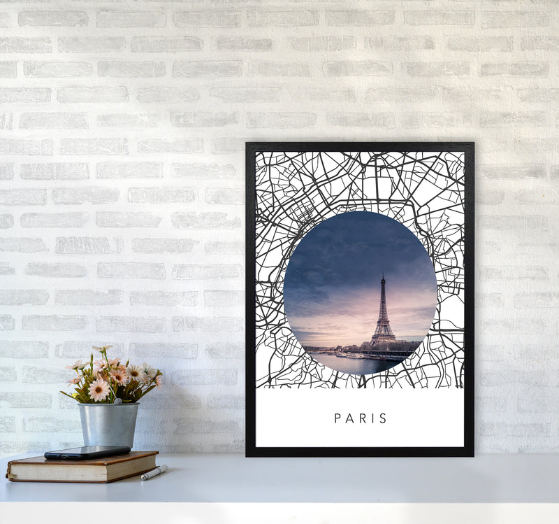 Paris Streets Collage Art Print by Seven Trees Design A2 White Frame
