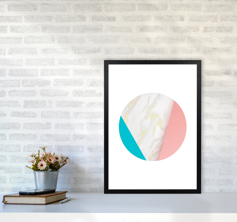 Pink Marble Circle I Abstract Art Print by Seven Trees Design A2 White Frame