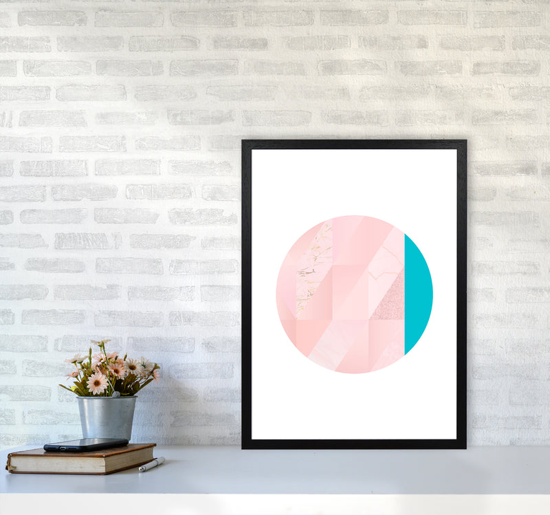 Pink Marble Circle II Abstract Art Print by Seven Trees Design A2 White Frame