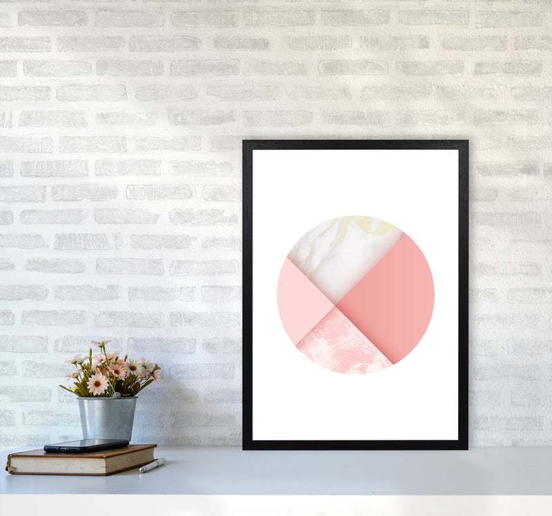 Pink Marble Circle III Abstract Art Print by Seven Trees Design A2 White Frame
