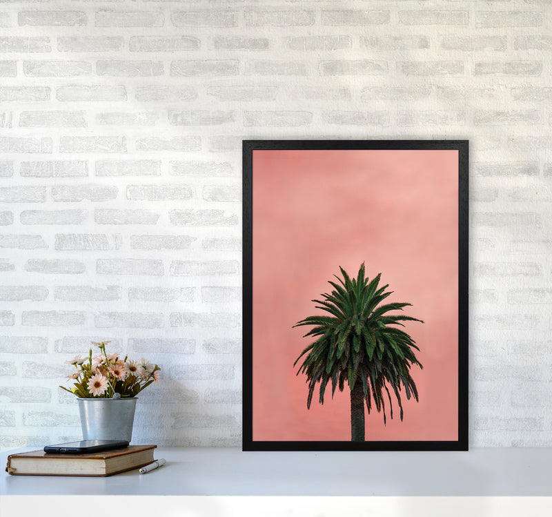 Pink Palm Abstract Art Print by Seven Trees Design A2 White Frame