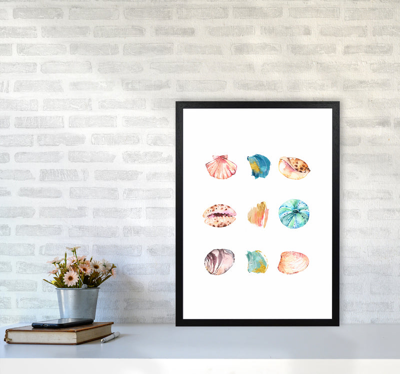 Sea And Brush Strokes II Shell Art Print by Seven Trees Design A2 White Frame