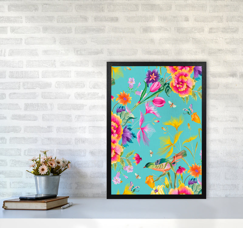 Spring Joy in blue Floral Art Print by Seven Trees Design A2 White Frame