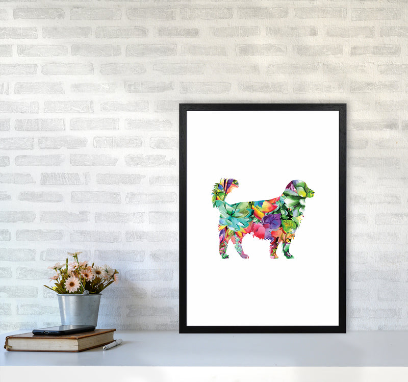Succulents Dog Animal Art Print by Seven Trees Design A2 White Frame