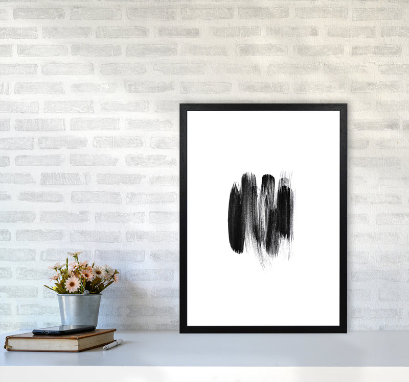 The Black Strokes Abstract Art Print by Seven Trees Design A2 White Frame