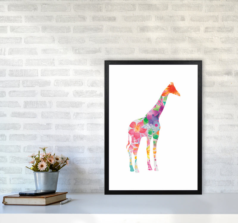 The Floral Giraffe Animal Art Print by Seven Trees Design A2 White Frame