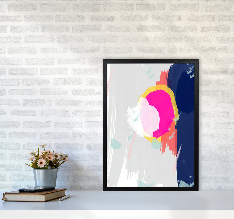 The Happy Paint Strokes Abstract Art Print by Seven Trees Design A2 White Frame