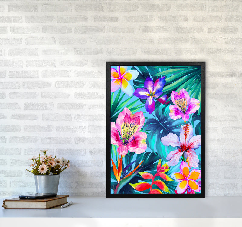 The Tropical Flowers Art Print by Seven Trees Design A2 White Frame