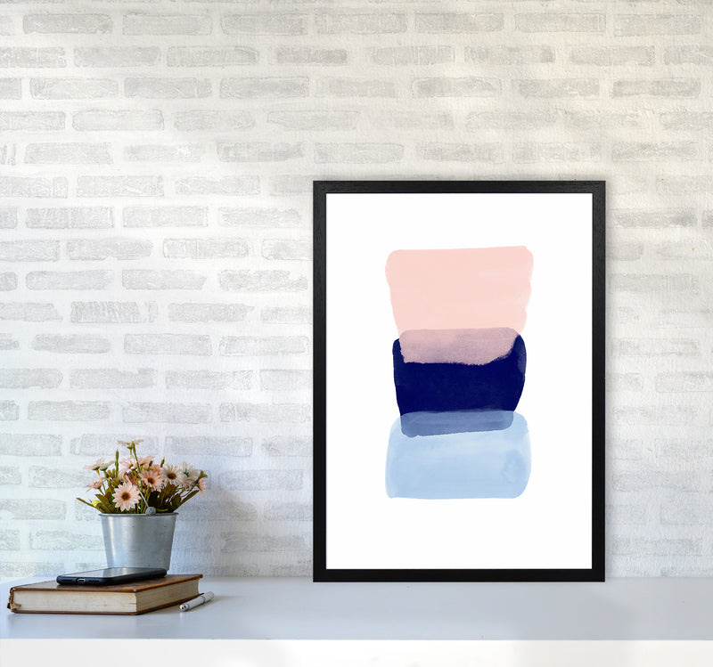 Three Colors Strokes Abstract Art Print by Seven Trees Design A2 White Frame