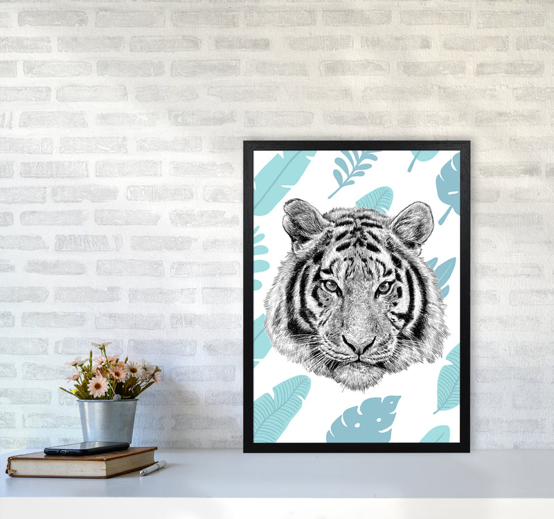 Tropical Tiger Animal Art Print by Seven Trees Design A2 White Frame