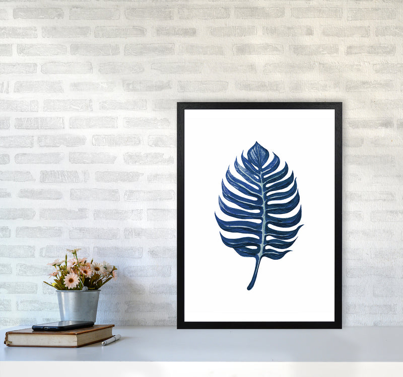 Watercolor Blue Leaf II Art Print by Seven Trees Design A2 White Frame