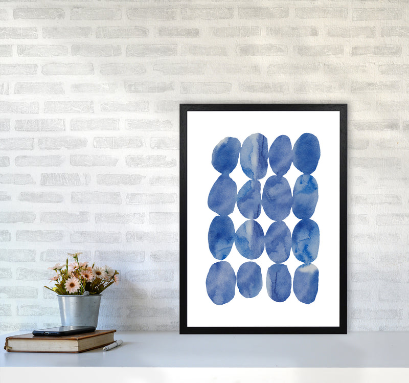 Watercolor Blue Stones Art Print by Seven Trees Design A2 White Frame