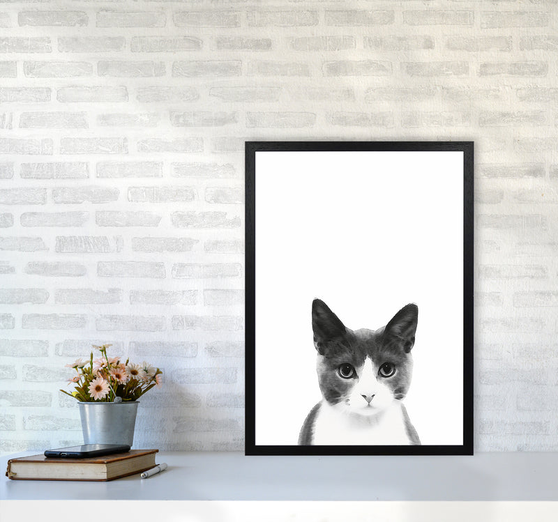 Watercolor Cat Art Print by Seven Trees Design A2 White Frame