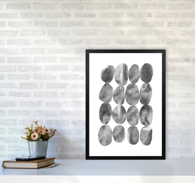 Watercolor Grey Stones Art Print by Seven Trees Design A2 White Frame