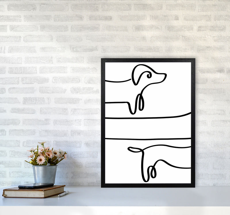 One Line dachshund Art Print by Seven Trees Design A2 White Frame