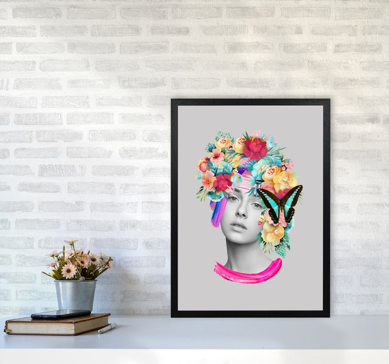 The Girl and the Butterfly Art Print by Seven Trees Design A2 White Frame