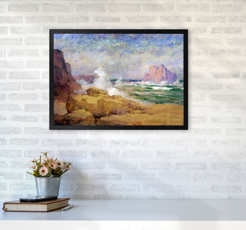 The Ocean and the Bay Painting Art Print by Seven Trees Design A2 White Frame
