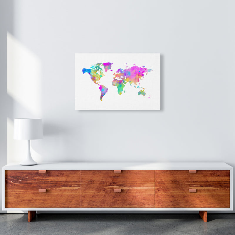 Colorful Watercolor Map Art Print by Seven Trees Design A2 Canvas