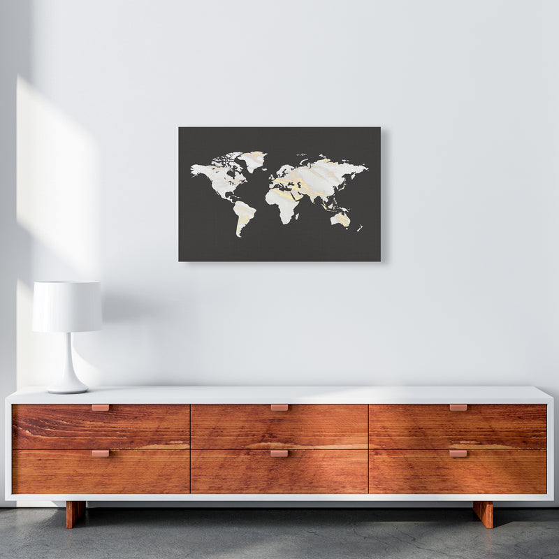 Marble Gold World Map Art Print by Seven Trees Design A2 Canvas