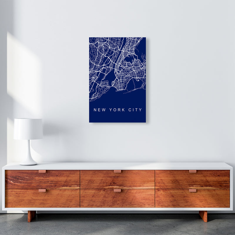 NYC Streets Blue Map Art Print by Seven Trees Design A2 Canvas