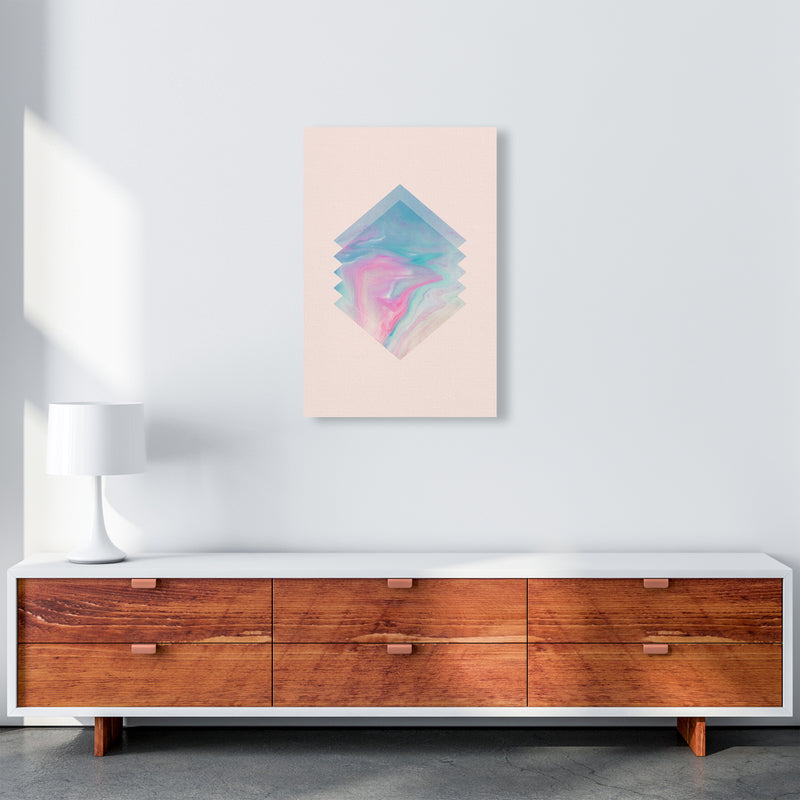 Pink Aqua Marble Abstract Art Print by Seven Trees Design A2 Canvas