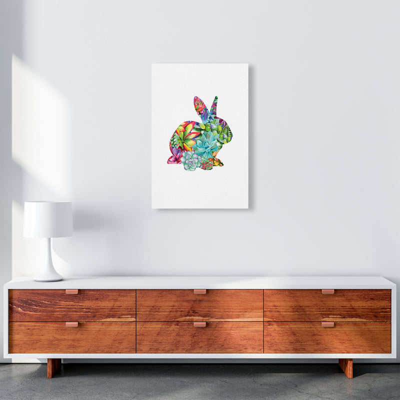 Succulents Bunny Animal Art Print by Seven Trees Design A2 Canvas