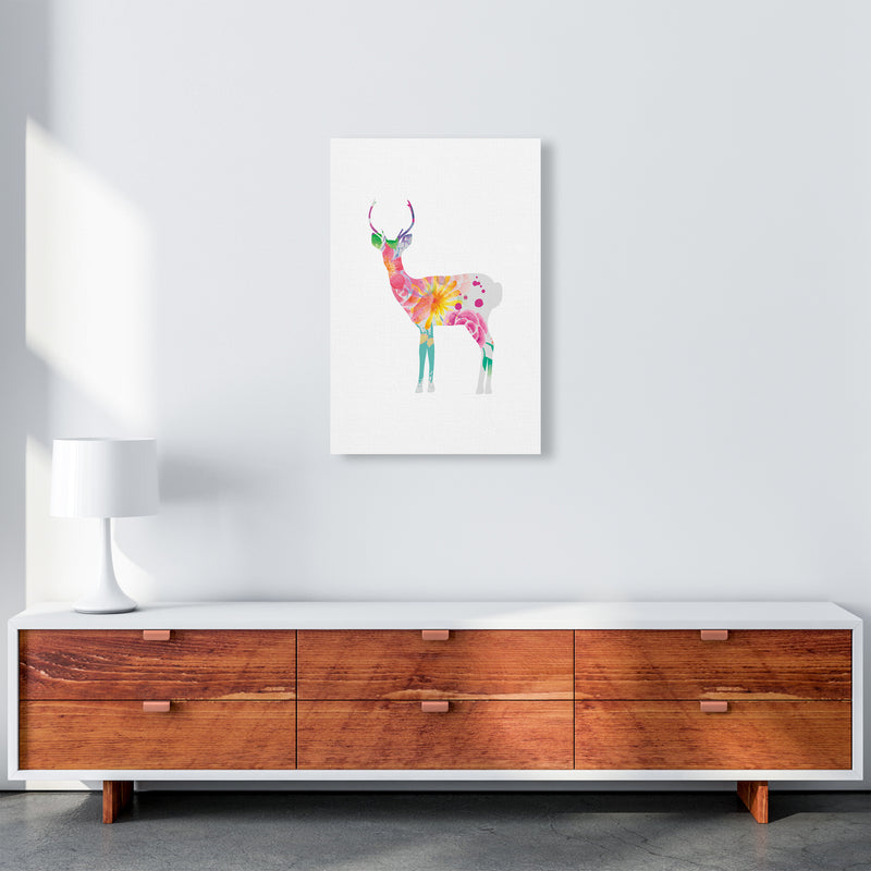 The Floral Deer Animal Art Print by Seven Trees Design A2 Canvas