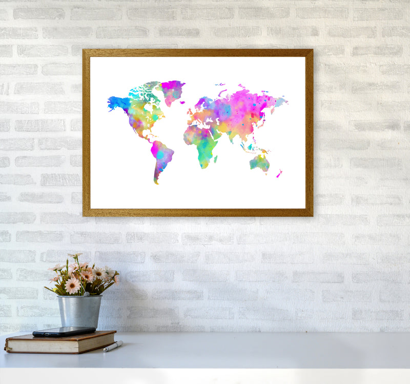 Colorful Watercolor Map Art Print by Seven Trees Design A2 Print Only