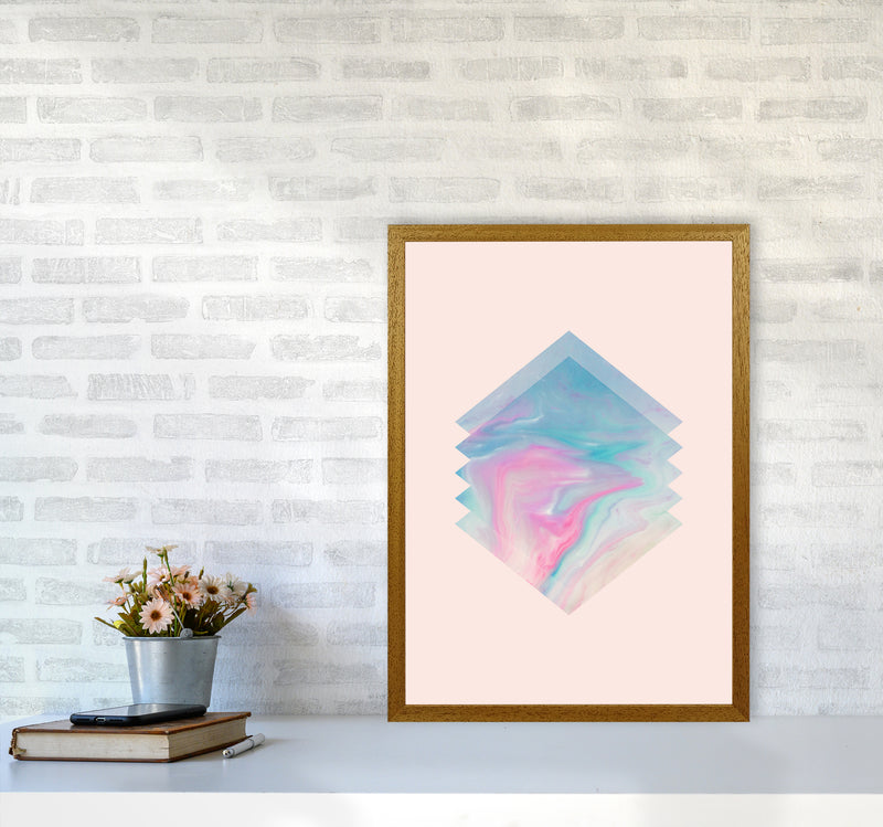 Pink Aqua Marble Abstract Art Print by Seven Trees Design A2 Print Only