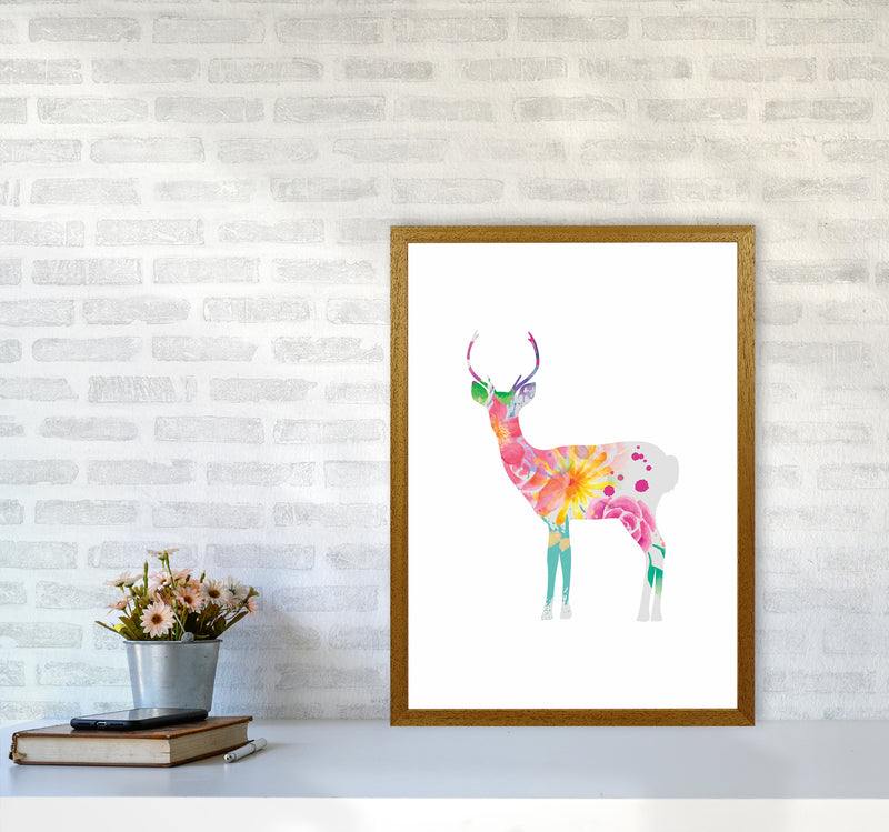 The Floral Deer Animal Art Print by Seven Trees Design A2 Print Only