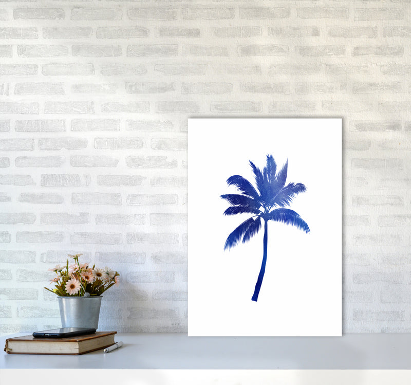 Blue Palm Tree Art Print by Seven Trees Design A2 Black Frame