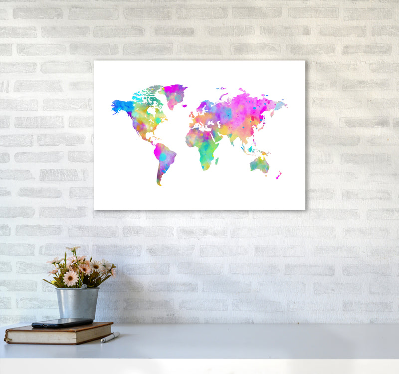 Colorful Watercolor Map Art Print by Seven Trees Design A2 Black Frame