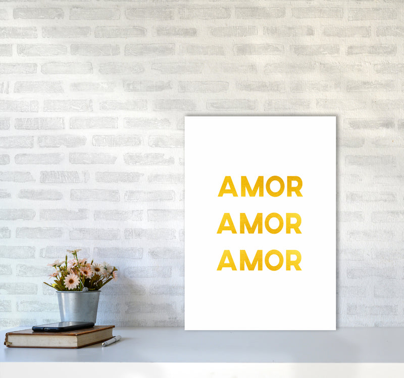 Amor Amor Amor Quote Art Print by Seven Trees Design A2 Black Frame