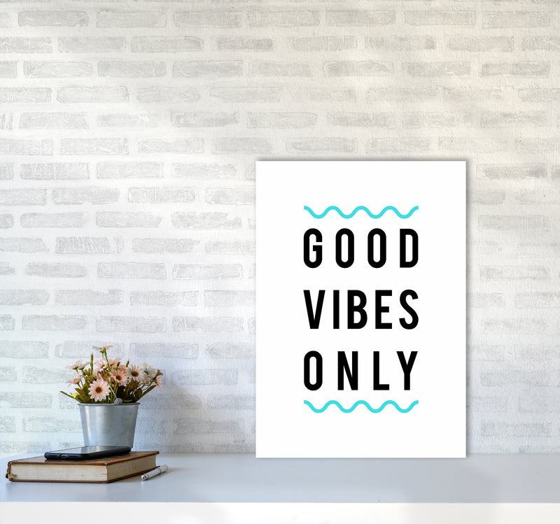 Good Vibes Only Quote Art Print by Seven Trees Design A2 Black Frame