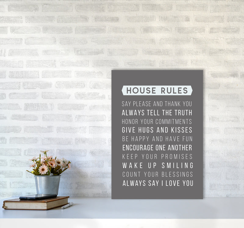 House Rules Quote Art Print by Seven Trees Design A2 Black Frame