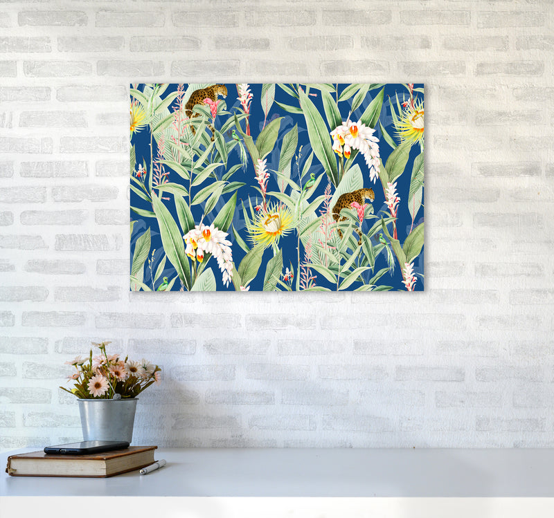 Leopard & Flowers Art Print by Seven Trees Design A2 Black Frame