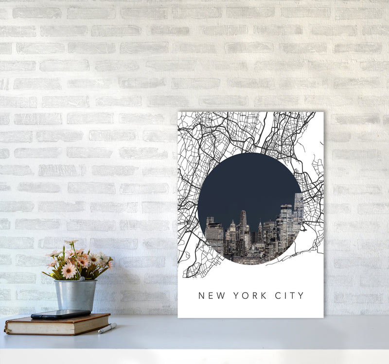 New York City Streets Collage Art Print by Seven Trees Design A2 Black Frame