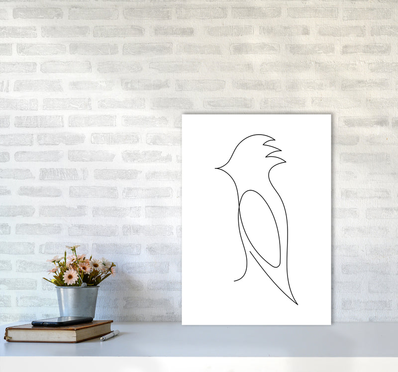One Line Bird Art Print by Seven Trees Design A2 Black Frame