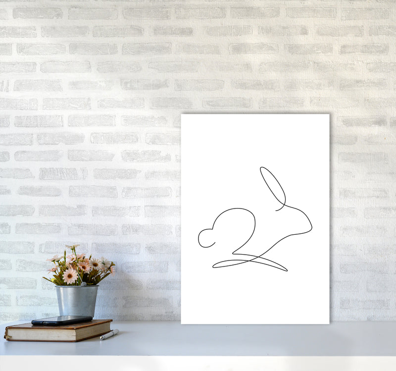 One Line Rabbit Art Print by Seven Trees Design A2 Black Frame