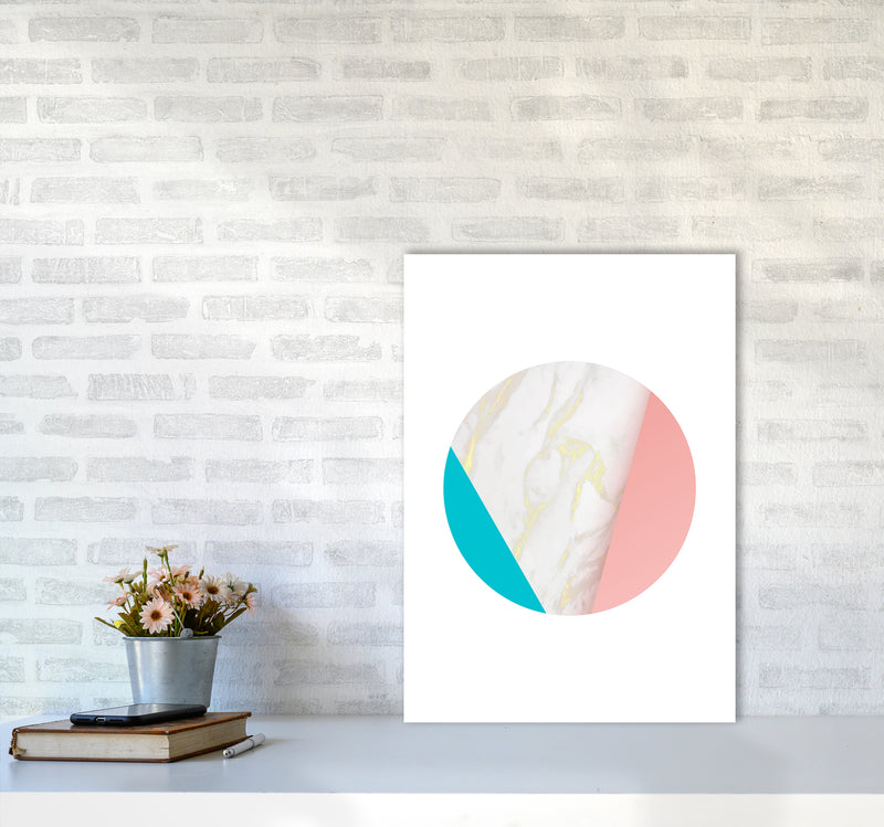 Pink Marble Circle I Abstract Art Print by Seven Trees Design A2 Black Frame