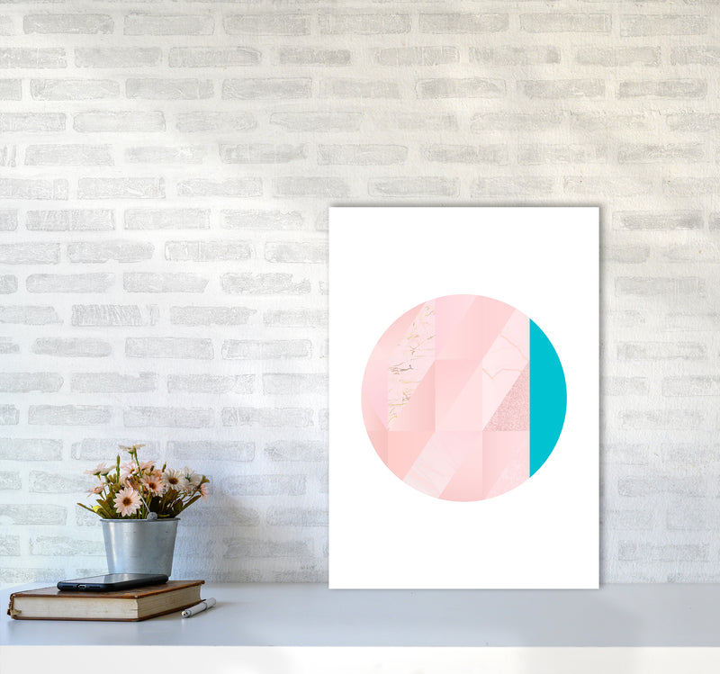 Pink Marble Circle II Abstract Art Print by Seven Trees Design A2 Black Frame