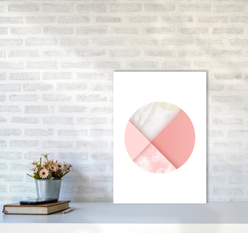 Pink Marble Circle III Abstract Art Print by Seven Trees Design A2 Black Frame