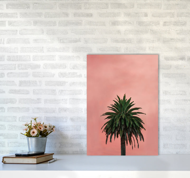Pink Palm Abstract Art Print by Seven Trees Design A2 Black Frame
