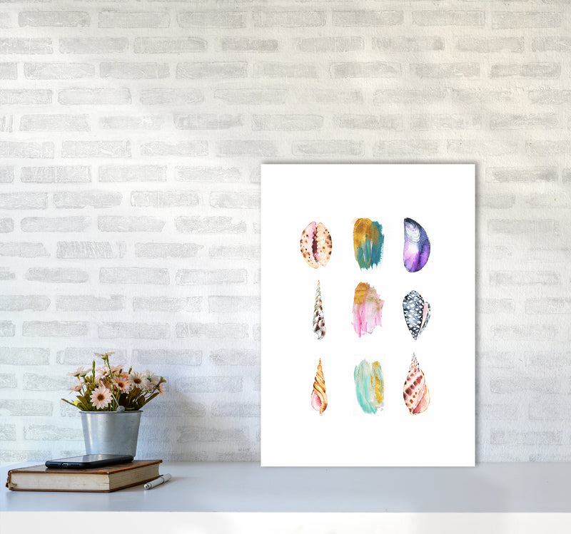 Sea And Brush Strokes I Shell Art Print by Seven Trees Design A2 Black Frame