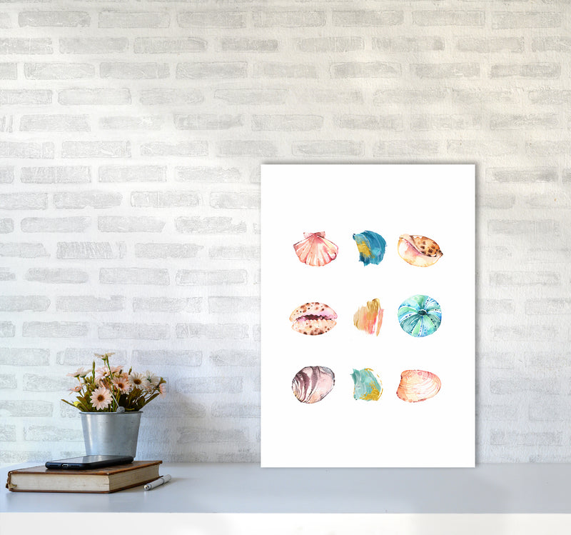 Sea And Brush Strokes II Shell Art Print by Seven Trees Design A2 Black Frame