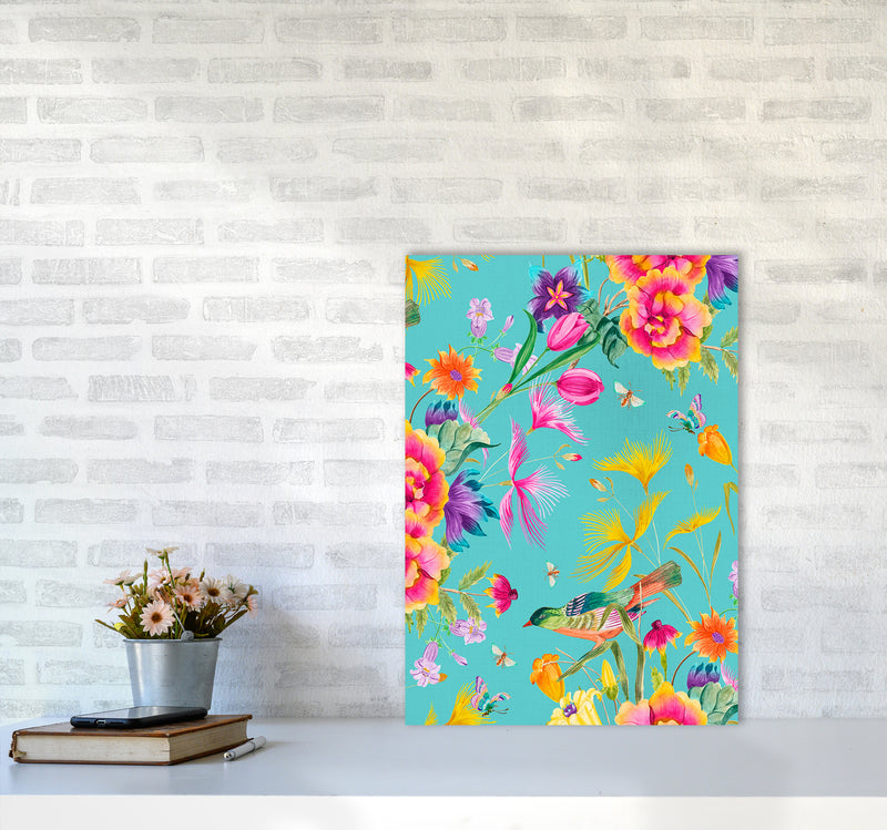Spring Joy in blue Floral Art Print by Seven Trees Design A2 Black Frame