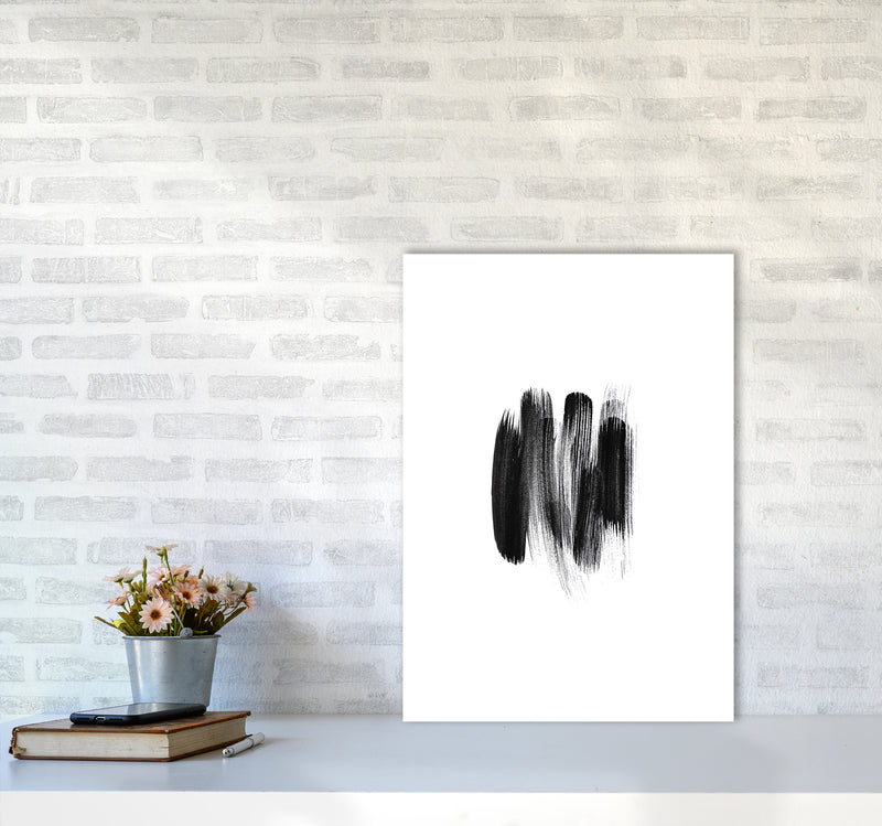 The Black Strokes Abstract Art Print by Seven Trees Design A2 Black Frame